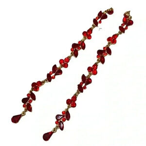 Absolutely GORGEOUS!!Elegant Red Gemstone Earrings - Polished Gold-Tone Setting”